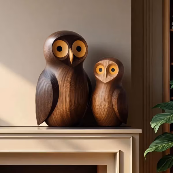 Hand Carved Wooden Owl