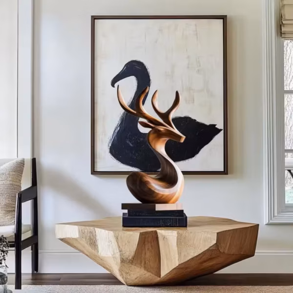 Handcrafted Abstract Deer Sculpture