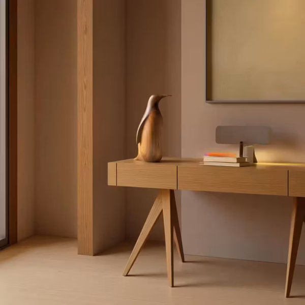 Handmade Walnut Wood Penguin Sculpture