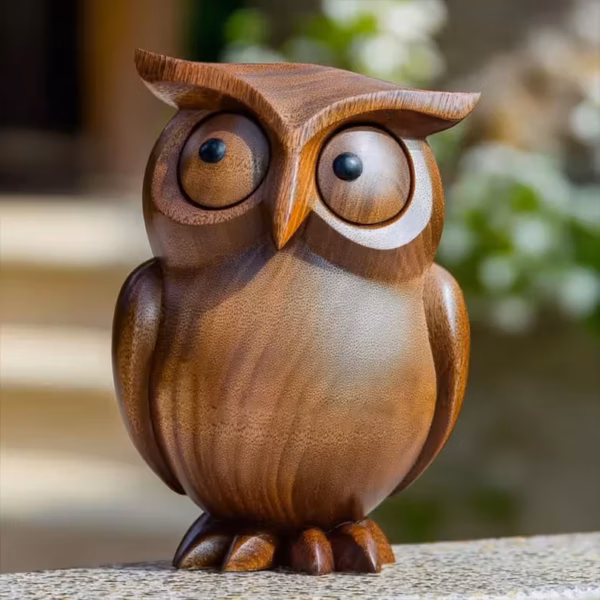 Hand Carved Minimalist Owl Sculpture