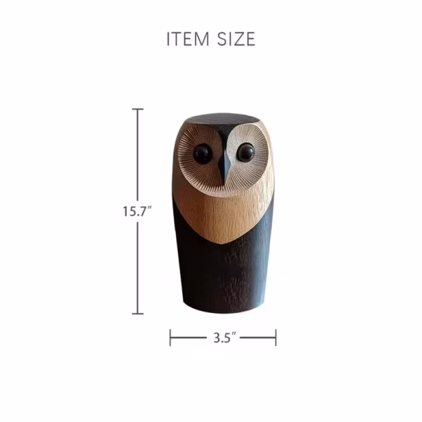 Hand Carved Wooden Owl Sculpture