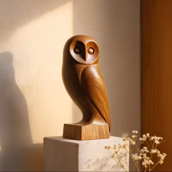 Wooden owl sculpture