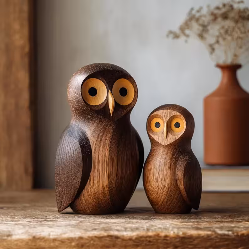 Hand Carved Wooden Owl