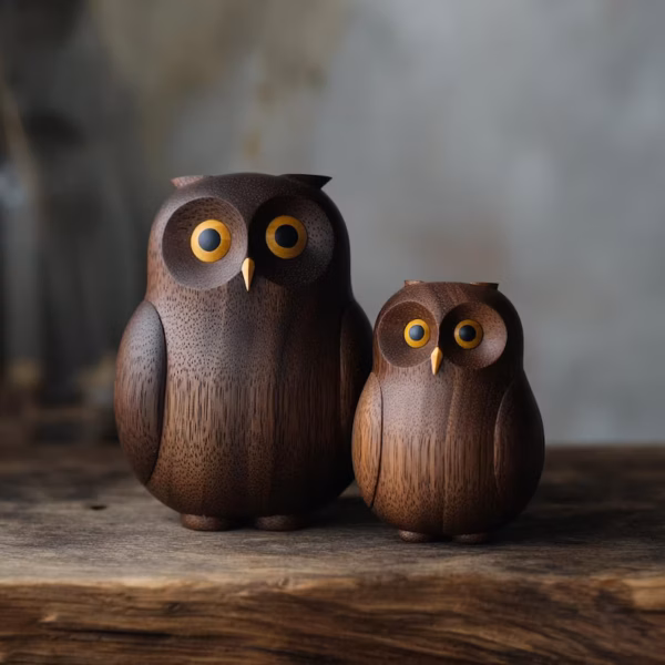 Hand Carved Wooden Owl