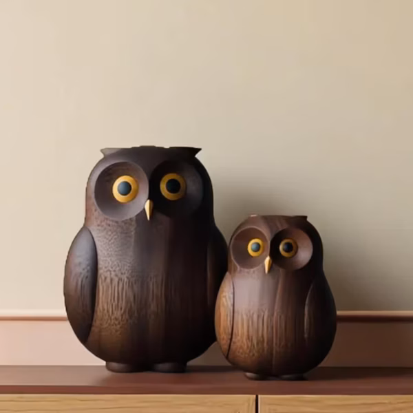 Hand Carved Wooden Owl
