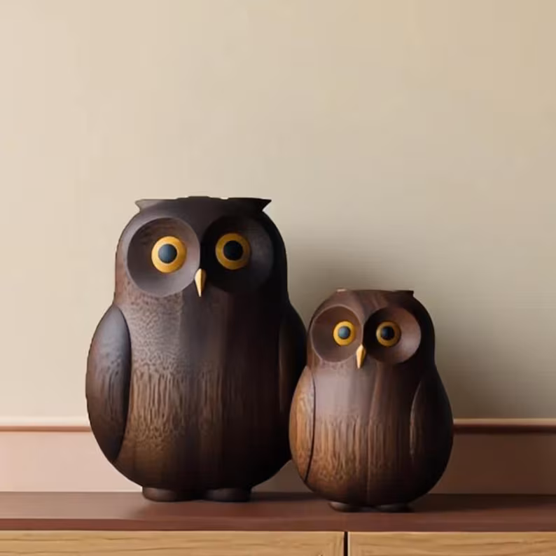 Hand Carved Wooden Owl