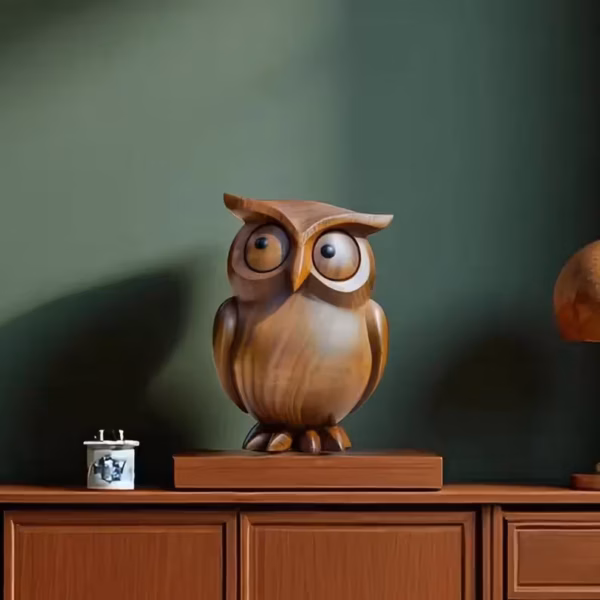 Hand Carved Minimalist Owl Sculpture