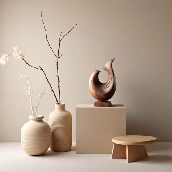 Handcrafted Wooden Wave Sculpture
