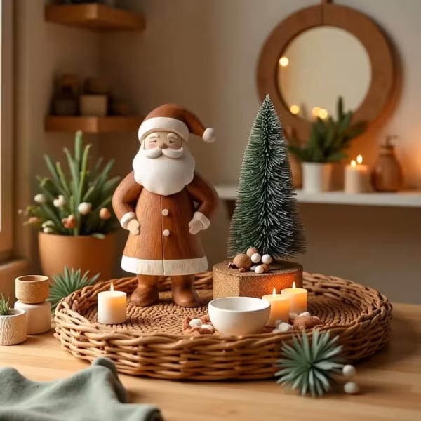 Hand carved wooden Santa Claus