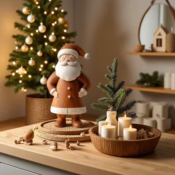 Hand carved wooden Santa Claus