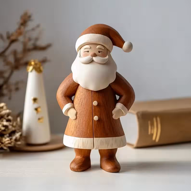 Hand carved wooden Santa Claus