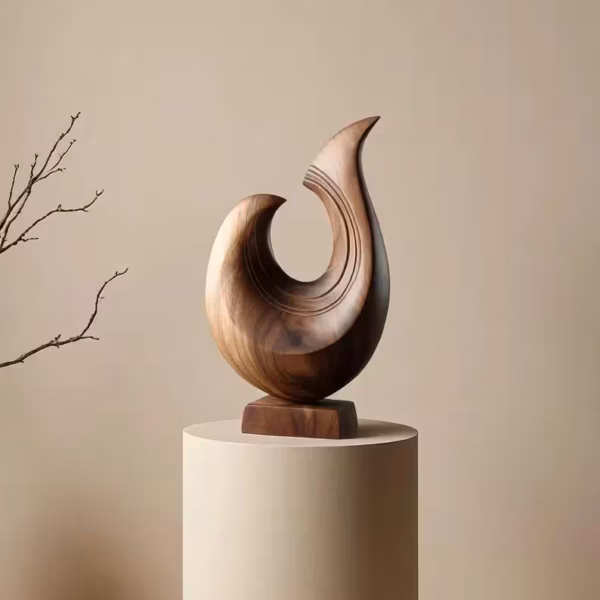 Handcrafted Wooden Wave Sculpture