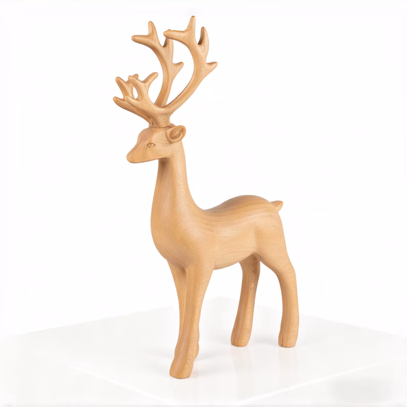 Hand Carved Standing Deer