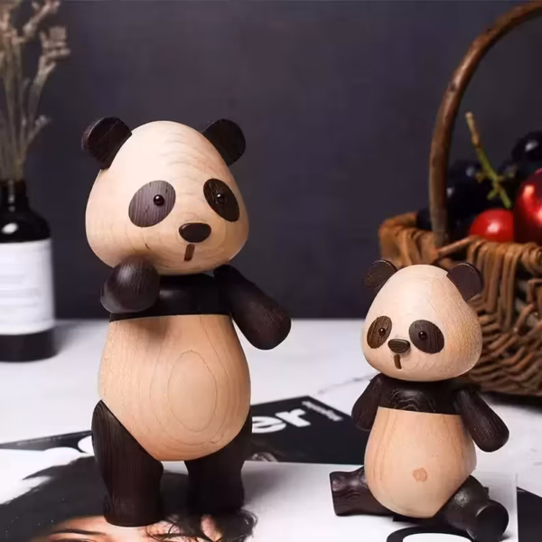Hand-carved wooden panda
