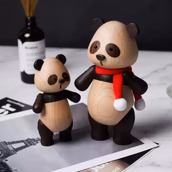 Hand-carved wooden panda