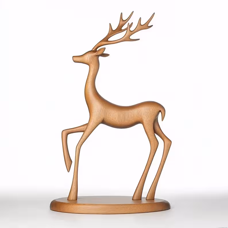 Hand Carved Standing Deer