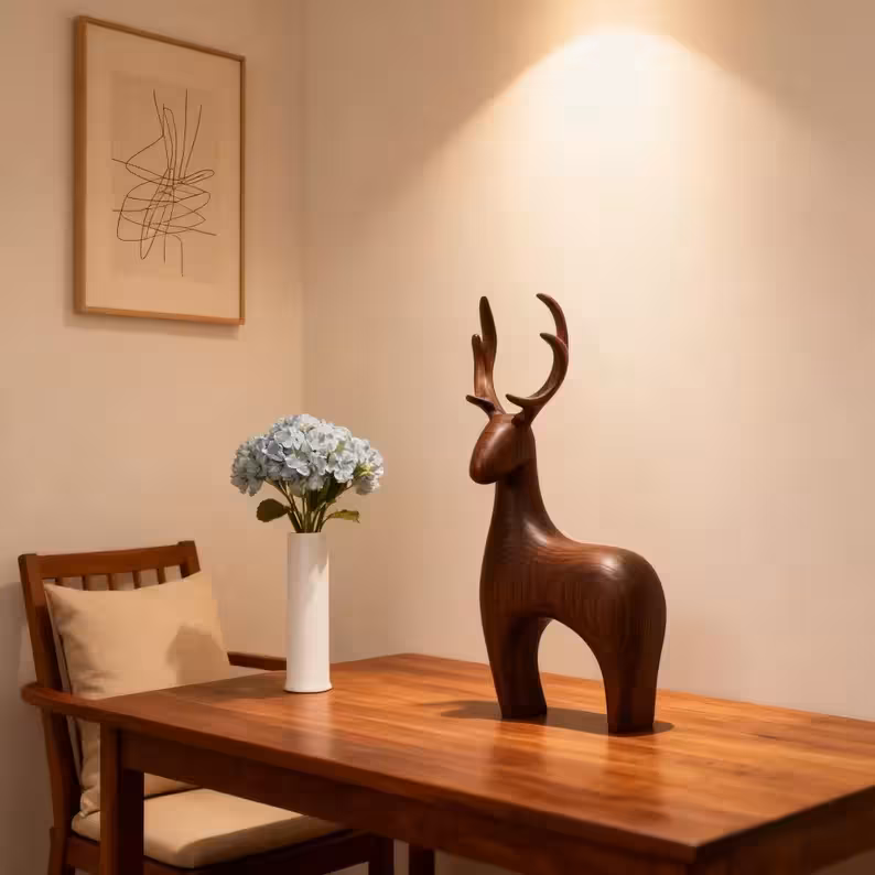 Hand Carved Standing Deer