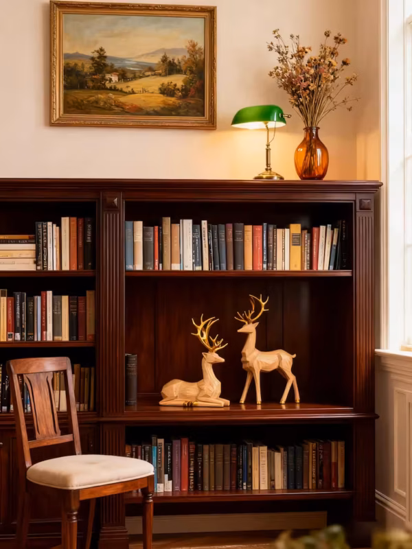 2 Hand-Carved Deer