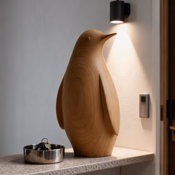 Hand-Carved Wooden Penguin