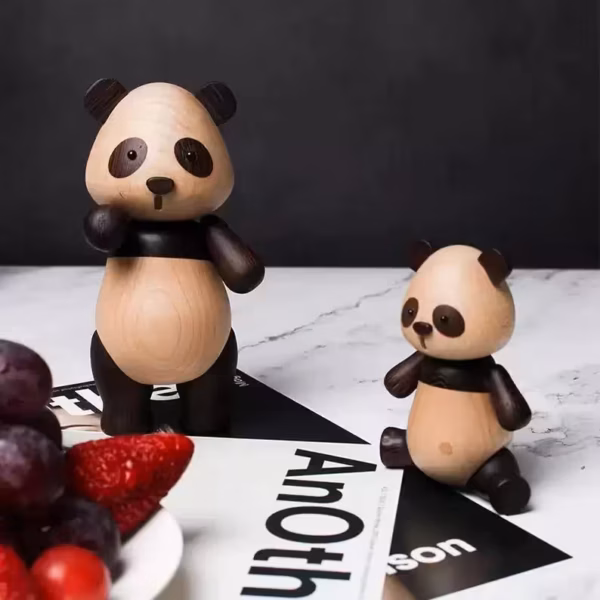 Hand-carved wooden panda
