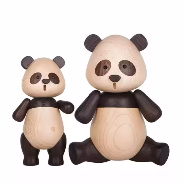 Hand-carved wooden panda