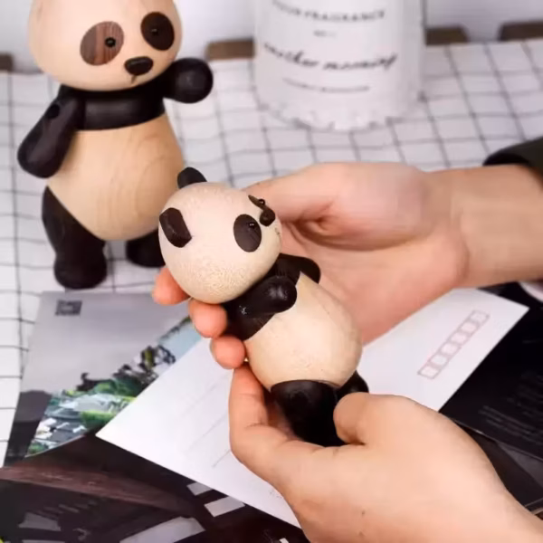 Hand-carved wooden panda
