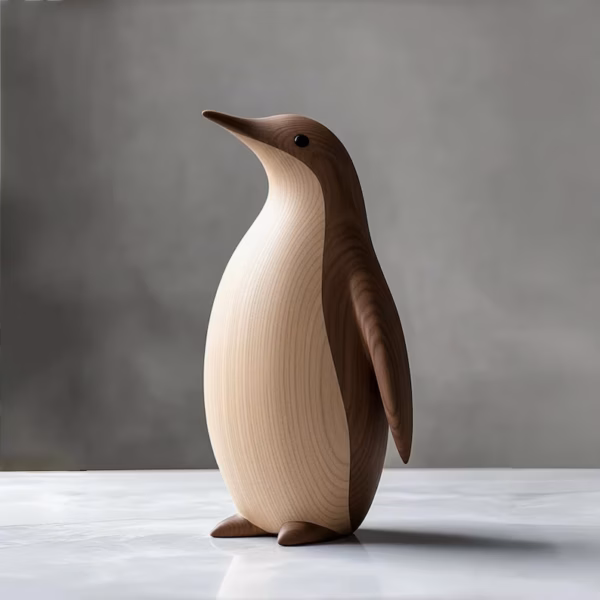 HandCarved Two-Tone Wooden Penguin