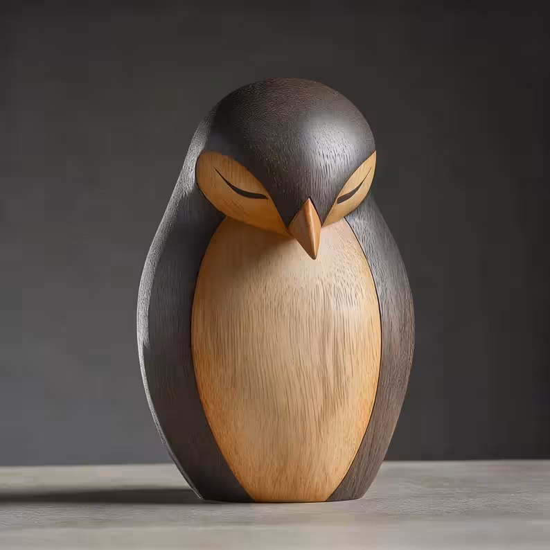 wooden penguin with two tone