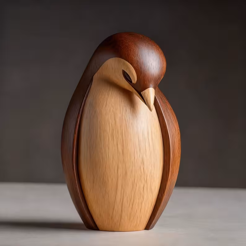 Twotone wooden penguin