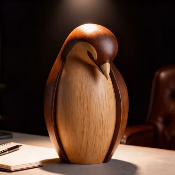 Twotone wooden penguin